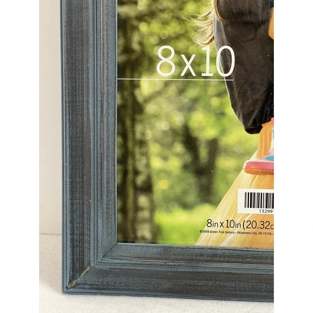Raised Surface Wood Picture Frame 8x10 Gallery Display Wall Hanging Blue Rustic